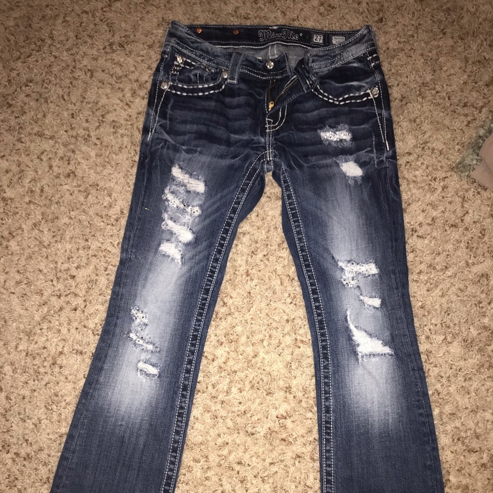 MISS ME DISTRESSED RHINESTONE JEANS